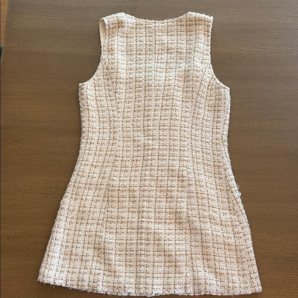 Reformation Cream Tweed Button-Front Mini Dress (6) - Picture 5 of 6